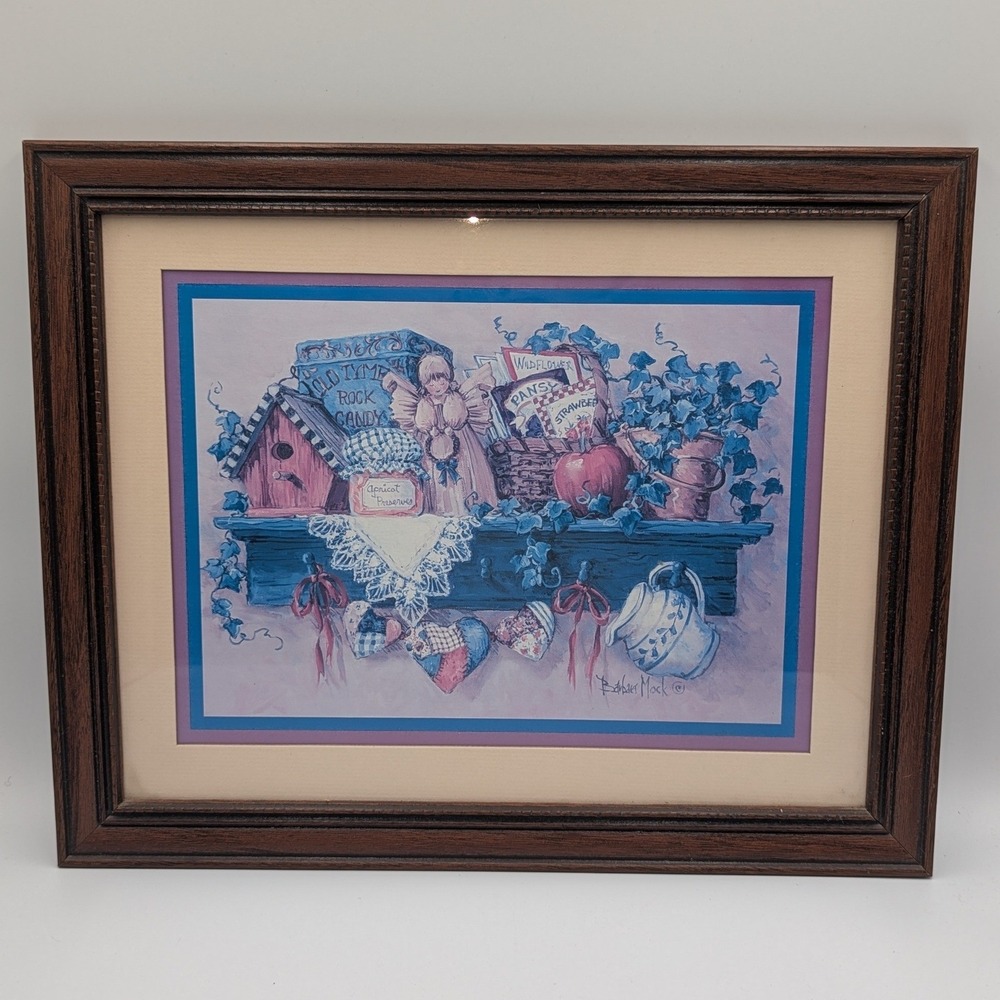 Barbara Mock Framed Art Prints Set of 2 Wood Frame Cottagecore Floral Still Life